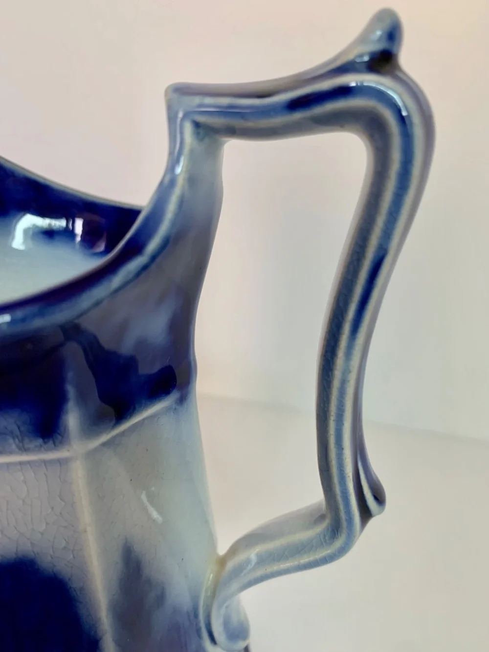 Antique Flow Blue Scinde Creamer Ironstone Pitcher 1840s Blue White Transferware